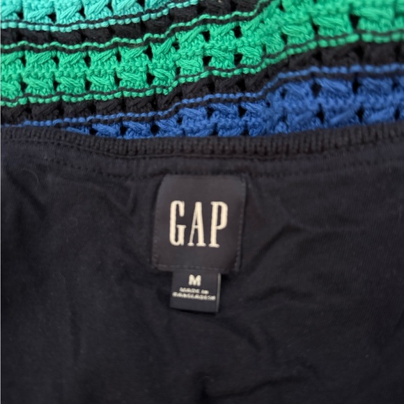 GAP Crochet Blue and Green Striped Mini Dress Preppy Bohemian Indie Bodycon - Picture 3 of 8